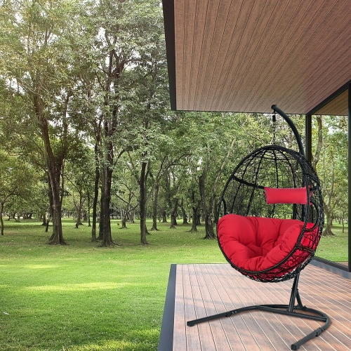Costway Hammock Chair with Stand Hanging Cushioned Swing Egg Chair for Indoor