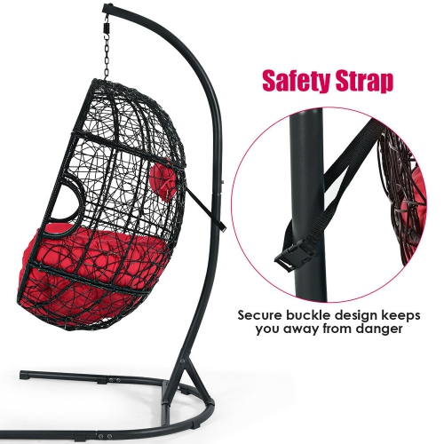 Costway Hammock Chair with Stand Hanging Cushioned Swing Egg Chair for Indoor