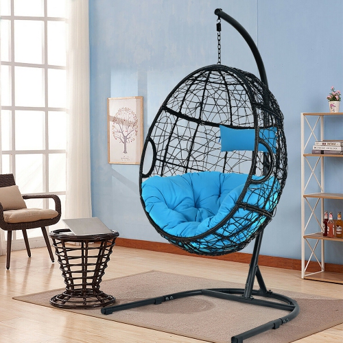 Costway Hammock Chair with Stand Hanging Cushioned Swing Egg Chair for Indoor