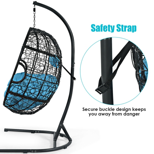 Costway Hammock Chair with Stand Hanging Cushioned Swing Egg Chair for Indoor