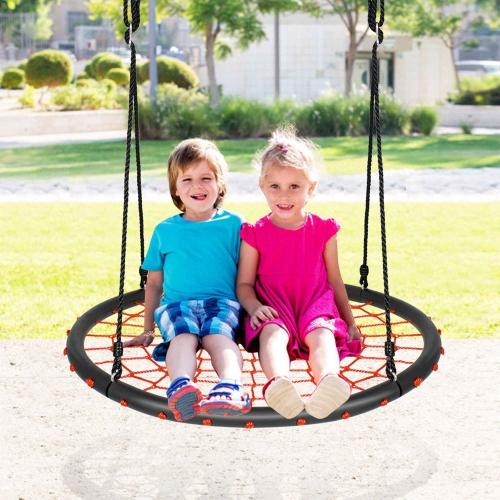 Costway 40'' Spider Web Tree Swing Set w/ Adjustable Hanging Ropes Kids Play Set