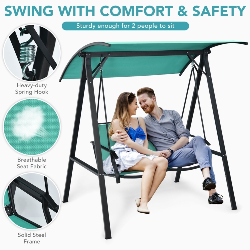 Costway Outdoor 2-Seat Swing Loveseat Canopy Hanging Swing