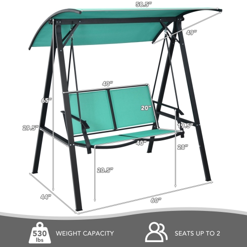 Costway Outdoor 2-Seat Swing Loveseat Canopy Hanging Swing