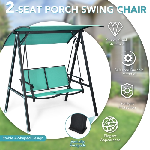 Costway Outdoor 2-Seat Swing Loveseat Canopy Hanging Swing