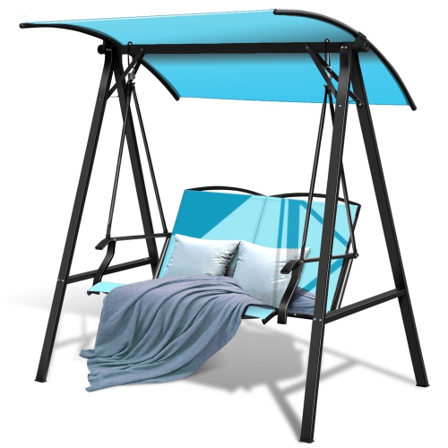 Costway Outdoor 2-Seat Swing Loveseat Canopy Hanging Swing