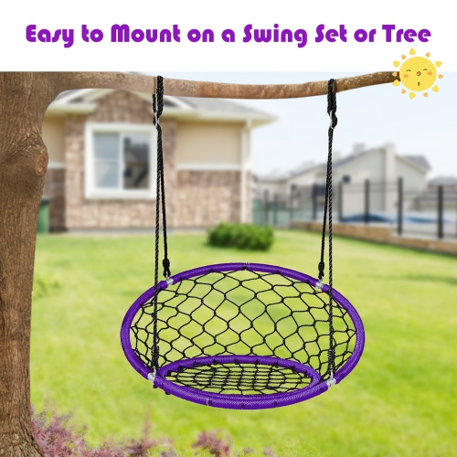 Costway Spider Web Chair Swing w/ Adjustable Hanging Ropes Kids Play  Equipment Blue