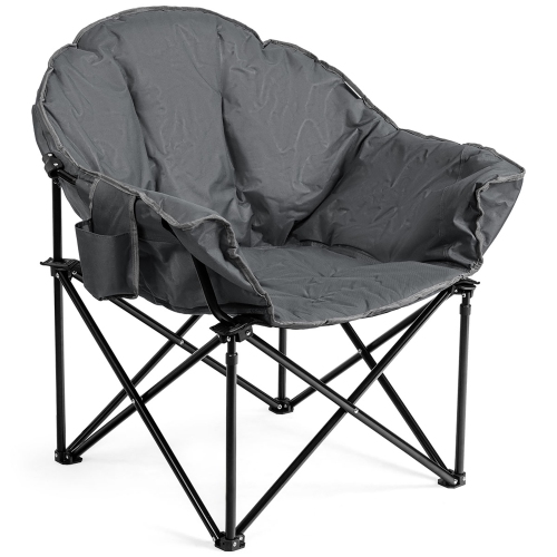 Costway Folding Camping Moon Padded Chair with Carry Bag Cup Holder Portable