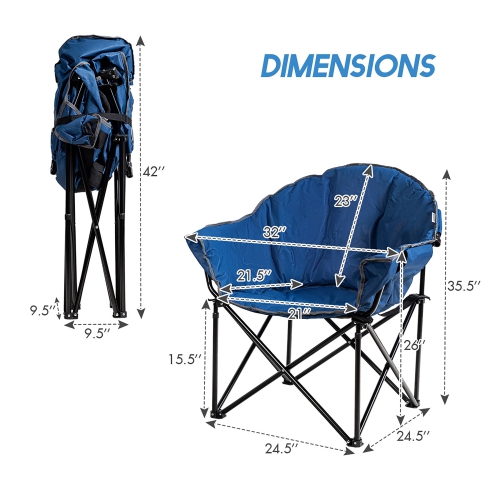 Costway Folding Camping Moon Padded Chair with Carry Bag Cup Holder Portable