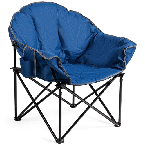 Costway Folding Camping Moon Padded Chair with Carry Bag Cup Holder Portable