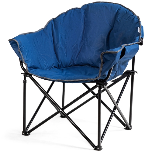 Costway Folding Camping Moon Padded Chair with Carry Bag Cup Holder Portable