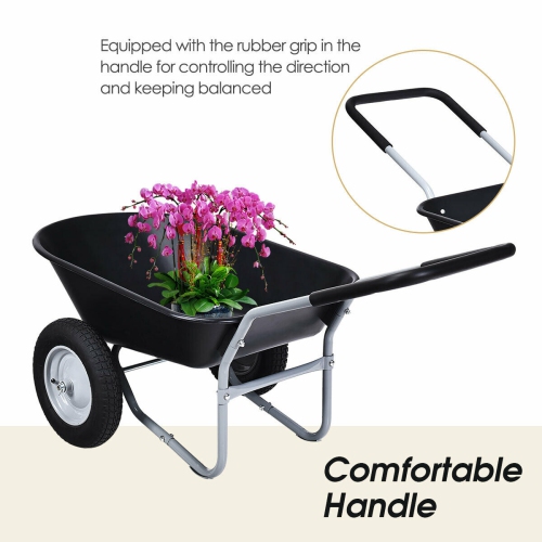 Costway 2 Tire Wheelbarrow Cart Heavy-duty Dolly Utility Cart Black