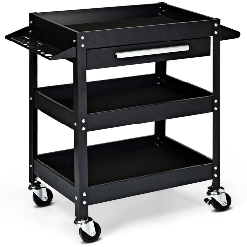 Costway Three Tray Rolling Tool Cart Mechanic Cabinet Storage ToolBox Organizer w/Drawer
