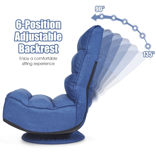 Costway Gaming Chair Fabric 5-Position Folding Lazy Sofa 360 Degree Swivel
