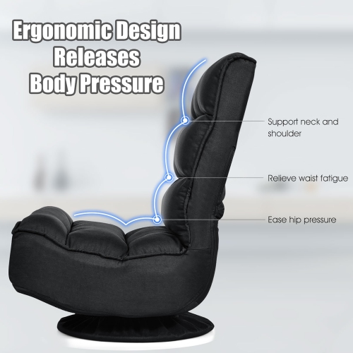 Costway Gaming Chair Fabric 5-Position Folding Lazy Sofa 360 Degree Swivel