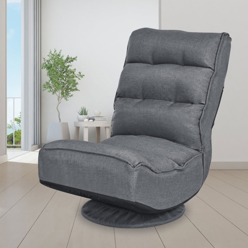 Costway Gaming Chair Fabric 5-Position Folding Lazy Sofa 360 Degree Swivel