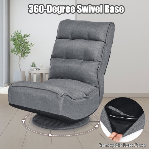 Costway Gaming Chair Fabric 5-Position Folding Lazy Sofa 360 Degree Swivel