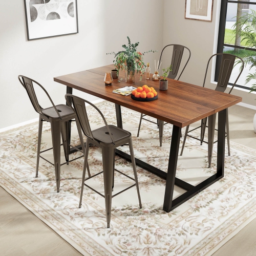 Set of 4 High Back Metal Stool 30'' Seat Bar Height Industrial Bar Stools