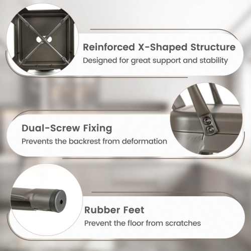 Set of 4 High Back Metal Stool 30'' Seat Bar Height Industrial Bar Stools