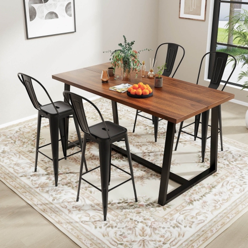 Costway Set of 4 High Back Metal Stool 30'' Seat Bar Height Industrial Bar Stools