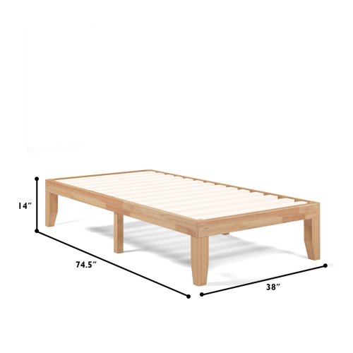 Costway Twin Size 14'' Wooden Bed Frame Mattress Platform Wood Slats Support EspressoNatural