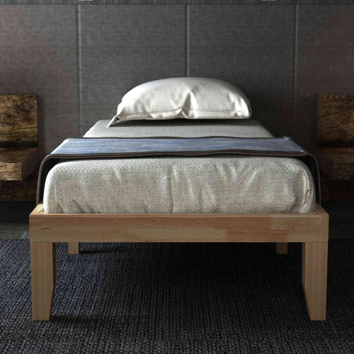 Costway Twin Size 14'' Wooden Bed Frame Mattress Platform Wood Slats Support EspressoNatural