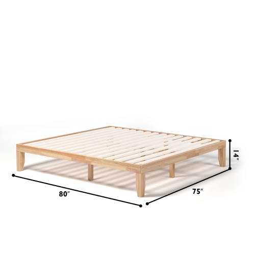 Costway King Size 14'' Wooden Bed Frame Mattress Platform Wood Slats Support