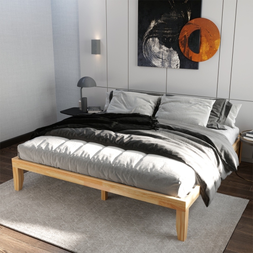 Costway King Size 14'' Wooden Bed Frame Mattress Platform Wood Slats Support