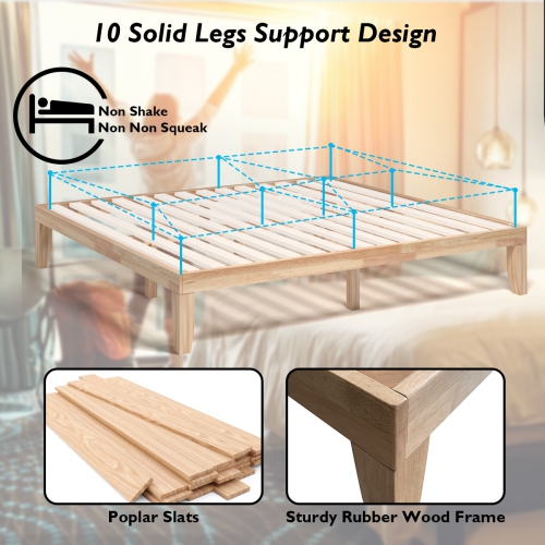 Costway King Size 14'' Wooden Bed Frame Mattress Platform Wood Slats Support