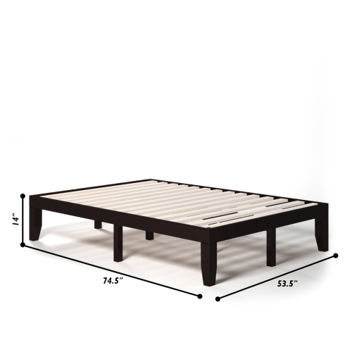 Costway Full Size 14'' Wooden Bed Frame Mattress Platform Wood Slats Support