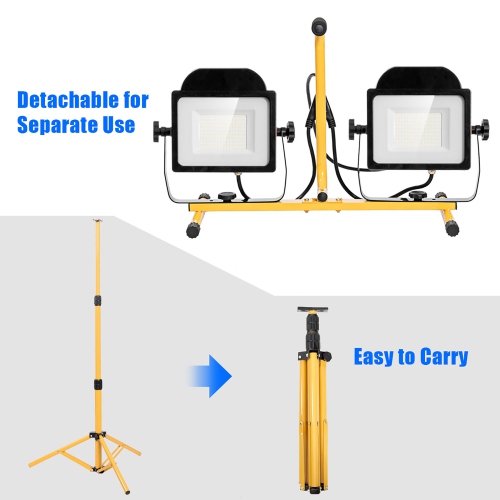 Costway 200W 20,000lm LED Dual-Head Work Light w/Adjustable Tripod Stand IP65 Waterproof