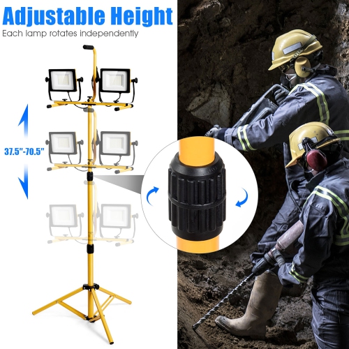 Costway 100W 10,000lm LED Dual-Head Work Light w/Adjustable Tripod Stand IP65 Waterproof