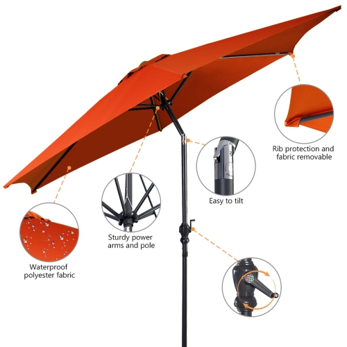 Costway 9FT Patio Umbrella Patio Market Steel Tilt W/ Crank Outdoor Yard Garden