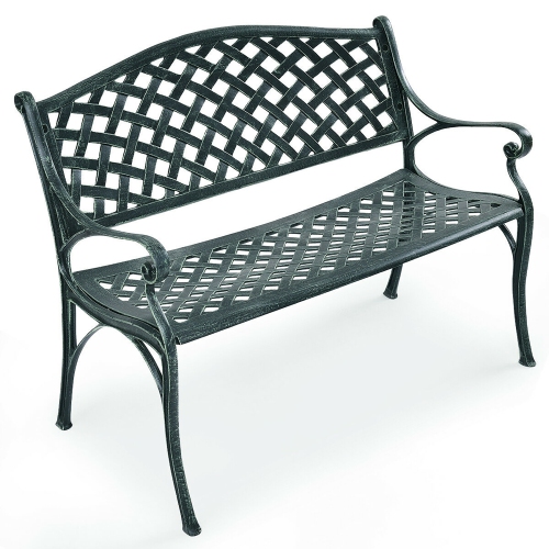 COSTWAY  40'' Outdoor Antique Garden Bench Aluminum Frame Seats Chair Patio Garden Furni