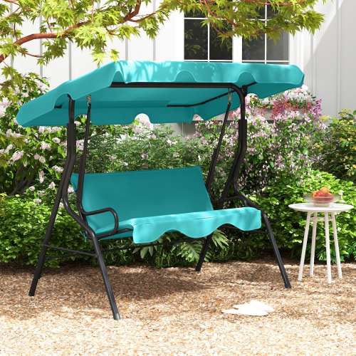 Costway 3 Seats Patio Canopy Swing Glider Hammock Cushioned Steel Frame