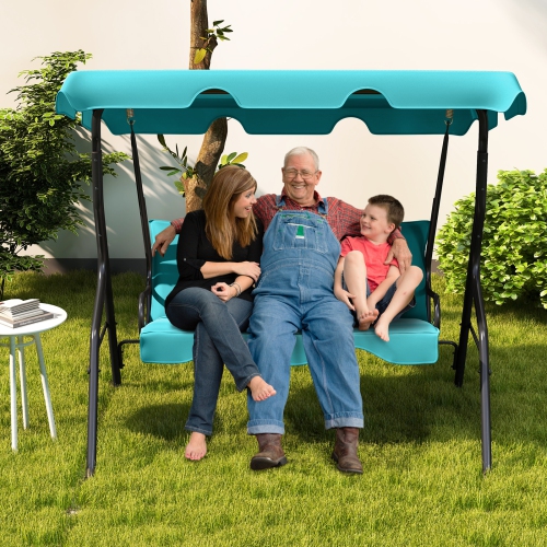 Costway 3 Seats Patio Canopy Swing Glider Hammock Cushioned Steel Frame