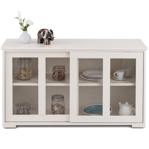 Costway Storage Cabinet Sideboard Buffet Cupboard Glass Sliding Door Pantry Kitchen New