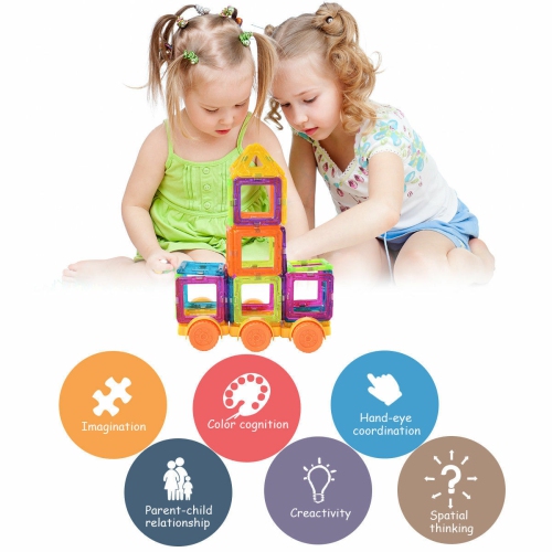 Costway 158 Pcs Magical Magnet Building Block Educational Toy For Kids Colorful Gift Set