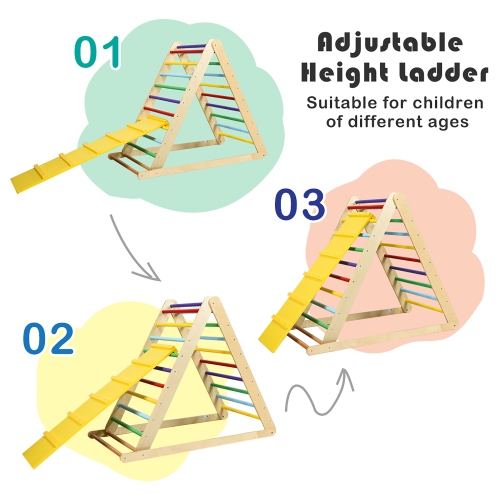 Costway Foldable Wooden Climbing Triangle Indoor Home Climber w/ Ladder for Toddler