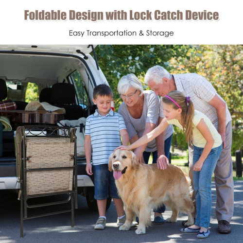 Costway Set of 4 Patio Folding Chairs Sling Portable Dining Chair Set w/ Armrest