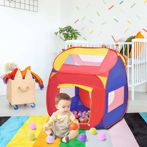 Costway Portable Kid Baby Play House Indoor Outdoor Toy Tent Game Playhut W/ 100 Balls