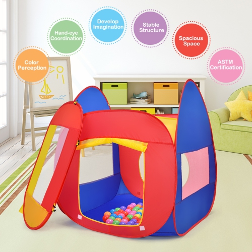 Costway Portable Kid Baby Play House Indoor Outdoor Toy Tent Game Playhut W/ 100 Balls