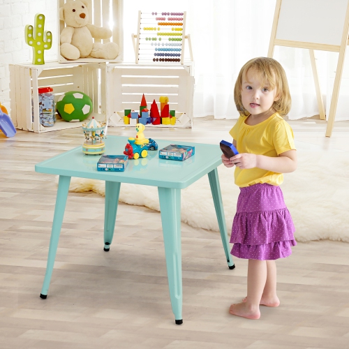 Costway Kids Steel 27'' Square Table Children Play Learn Activity Table