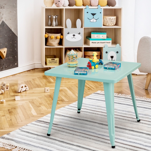 Costway Kids Steel 27'' Square Table Children Play Learn Activity Table