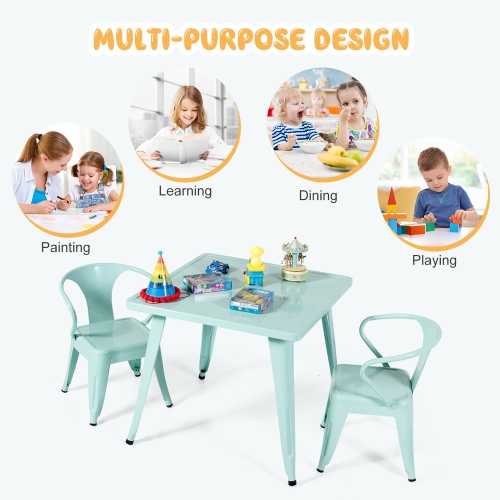Costway Kids Steel 27'' Square Table Children Play Learn Activity Table