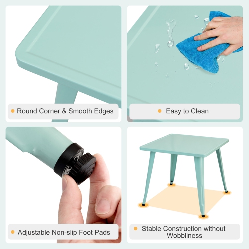 Costway Kids Steel 27'' Square Table Children Play Learn Activity Table