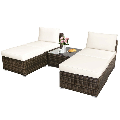 Costway 5PCS Patio Sectional Lounge Daybed Rattan Wicker Sofa Furniture set