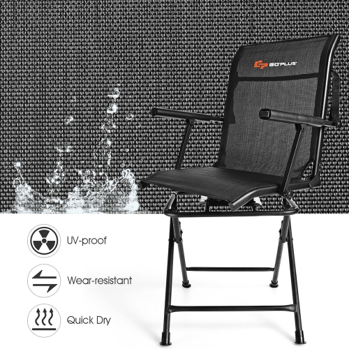 Goplus Swivel Hunting Chair Foldable Mesh Chair w/ Armrests for Outdoor Activities