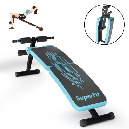SuperFit Folding Weight Bench Adjustable Sit-up Board Curved Decline Bench