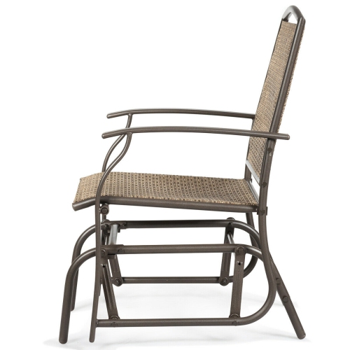 Costway Patio Swing Single Glider Chair Rocking Seating Steel Frame Garden Furni Brown