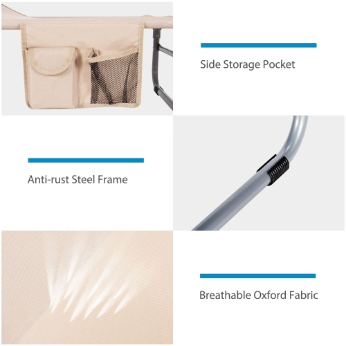 Costway Foldable Lounge Chair Outdoor Adjustable Beach Patio Pool Recliner W/Sun Shade